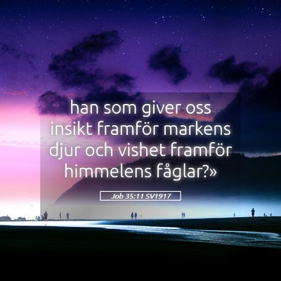 Picture 05 - Job 35:11 SV1917 - han som giver oss insikt framför markens djur - Bible Verse Picture