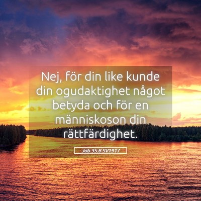 Picture 05 - Job 35:8 SV1917 - Nej, för din like kunde din ogudaktighet något - Bible Verse Picture