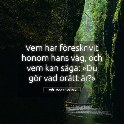 Picture 05 - Job 36:23 SV1917 - Vem har föreskrivit honom hans väg, och vem kan - Bible Verse Picture