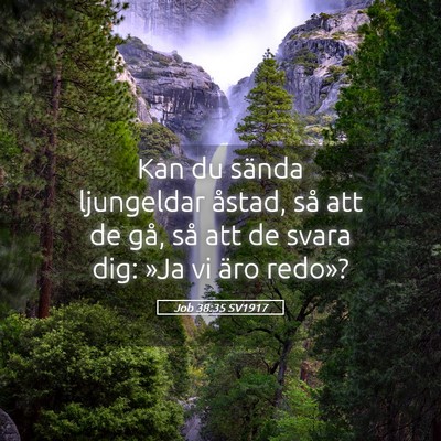 Picture 05 - Job 38:35 SV1917 - Kan du sända ljungeldar åstad, så att de gå, - Bible Verse Picture