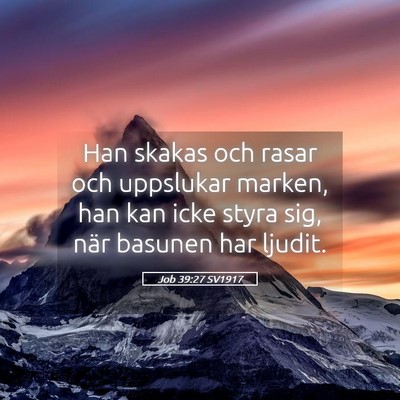 Picture 05 - Job 39:27 SV1917 - Han skakas och rasar och uppslukar marken, han - Bible Verse Picture