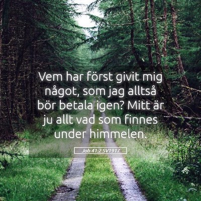 Picture 05 - Job 41:2 SV1917 - Vem har först givit mig något, som jag alltså - Bible Verse Picture