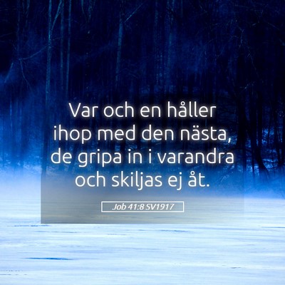 Picture 05 - Job 41:8 SV1917 - Var och en håller ihop med den nästa, de gripa - Bible Verse Picture