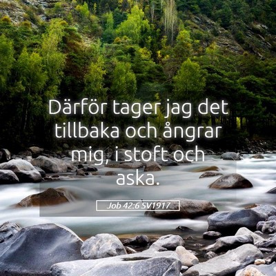 Picture 05 - Job 42:6 SV1917 - Därför tager jag det tillbaka och ångrar mig, - Bible Verse Picture
