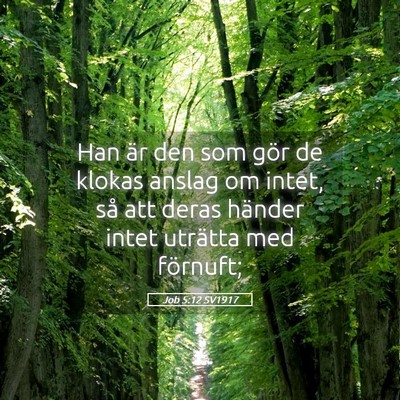 Picture 05 - Job 5:12 SV1917 - Han är den som gör de klokas anslag om intet, - Bible Verse Picture