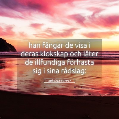 Picture 05 - Job 5:13 SV1917 - han fångar de visa i deras klokskap och låter - Bible Verse Picture