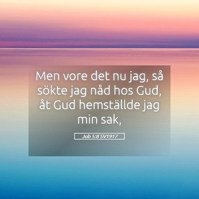 Picture 05 - Job 5:8 SV1917 - Men vore det nu jag, så sökte jag nåd hos Gud, - Bible Verse Picture