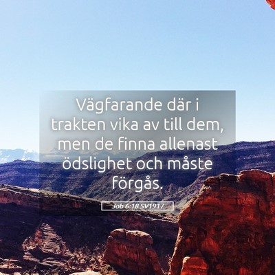 Picture 05 - Job 6:18 SV1917 - Vägfarande där i trakten vika av till dem, men - Bible Verse Picture