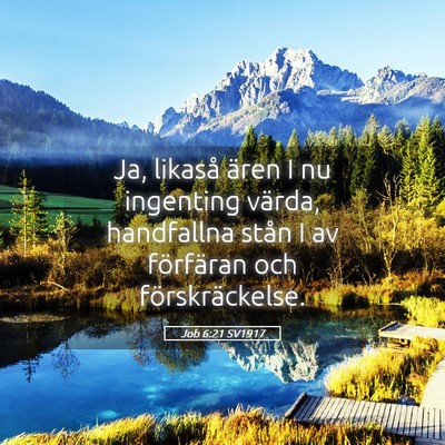 Picture 05 - Job 6:21 SV1917 - Ja, likaså ären I nu ingenting värda, - Bible Verse Picture