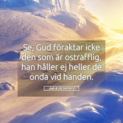 Picture 05 - Job 8:20 SV1917 - Se, Gud föraktar icke den som är ostrafflig, - Bible Verse Picture