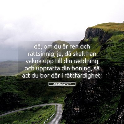 Picture 05 - Job 8:6 SV1917 - då, om du är ren och rättsinnig, ja, då skall - Bible Verse Picture
