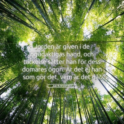 Picture 05 - Job 9:24 SV1917 - Jorden är given i de ogudaktigas hand, och - Bible Verse Picture