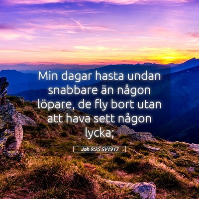 Picture 05 - Job 9:25 SV1917 - Min dagar hasta undan snabbare än någon - Bible Verse Picture