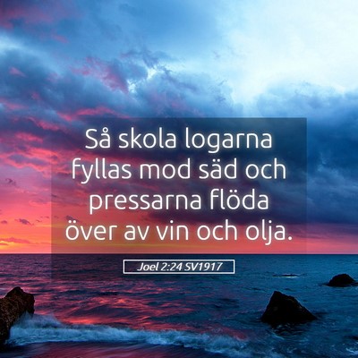 Picture 05 - Joel 2:24 SV1917 - Så skola logarna fyllas mod säd och pressarna - Bible Verse Picture