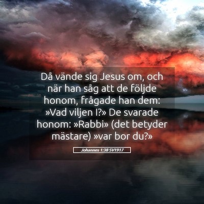 Picture 05 - Johannes 1:38 SV1917 - Då vände sig Jesus om, och när han såg att de - Bible Verse Picture