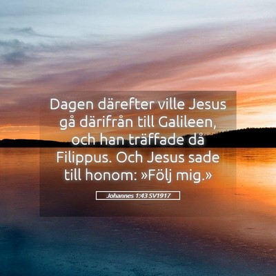 Picture 05 - Johannes 1:43 SV1917 - Dagen därefter ville Jesus gå därifrån till - Bible Verse Picture