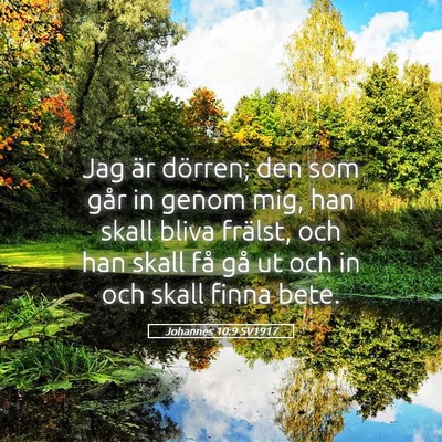 Picture 05 - Johannes 10:9 SV1917 - Jag är dörren; den som går in genom mig, han - Bible Verse Picture