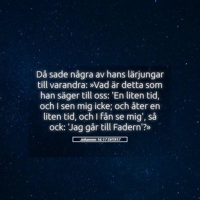 Picture 05 - Johannes 16:17 SV1917 - Då sade några av hans lärjungar till varandra: - Bible Verse Picture