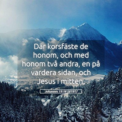 Picture 05 - Johannes 19:18 SV1917 - Där korsfäste de honom, och med honom två - Bible Verse Picture