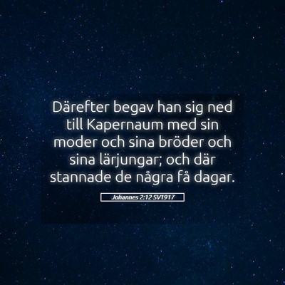 Picture 05 - Johannes 2:12 SV1917 - Därefter begav han sig ned till Kapernaum med - Bible Verse Picture