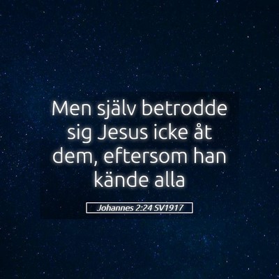 Picture 05 - Johannes 2:24 SV1917 - Men själv betrodde sig Jesus icke åt dem, - Bible Verse Picture