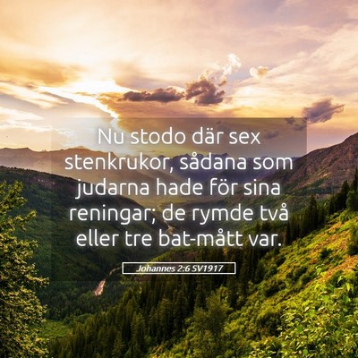 Picture 05 - Johannes 2:6 SV1917 - Nu stodo där sex stenkrukor, sådana som judarna - Bible Verse Picture