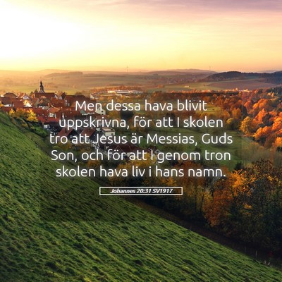 Picture 05 - Johannes 20:31 SV1917 - Men dessa hava blivit uppskrivna, för att I - Bible Verse Picture