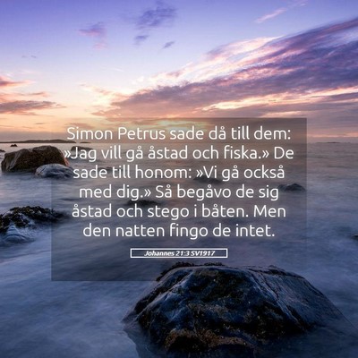 Picture 05 - Johannes 21:3 SV1917 - Simon Petrus sade då till dem: »Jag vill gå - Bible Verse Picture