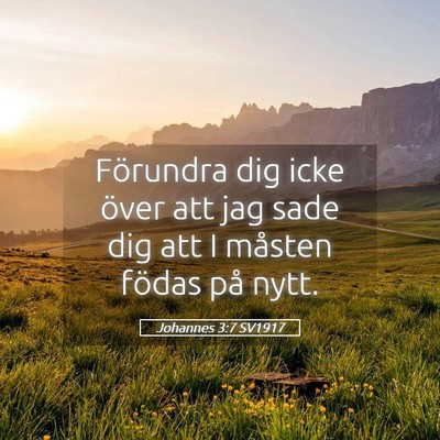 Picture 05 - Johannes 3:7 SV1917 - Förundra dig icke över att jag sade dig att I - Bible Verse Picture