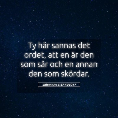 Picture 05 - Johannes 4:37 SV1917 - Ty här sannas det ordet, att en är den som sår - Bible Verse Picture
