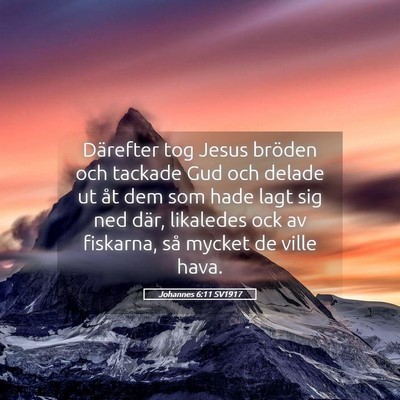 Picture 05 - Johannes 6:11 SV1917 - Därefter tog Jesus bröden och tackade Gud och - Bible Verse Picture