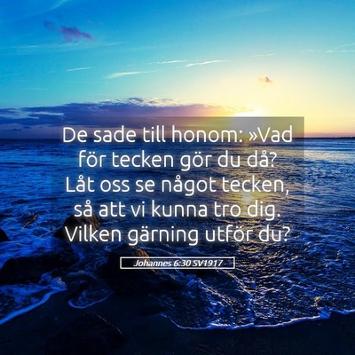 Picture 05 - Johannes 6:30 SV1917 - De sade till honom: »Vad för tecken gör du - Bible Verse Picture