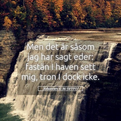 Picture 05 - Johannes 6:36 SV1917 - Men det är såsom jag har sagt eder: fastän I - Bible Verse Picture