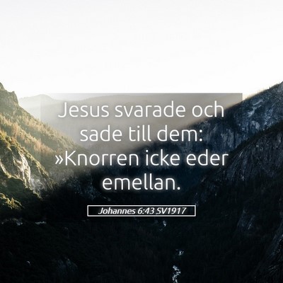 Picture 05 - Johannes 6:43 SV1917 - Jesus svarade och sade till dem: »Knorren icke - Bible Verse Picture
