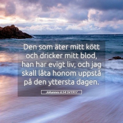 Picture 05 - Johannes 6:54 SV1917 - Den som äter mitt kött och dricker mitt blod, - Bible Verse Picture