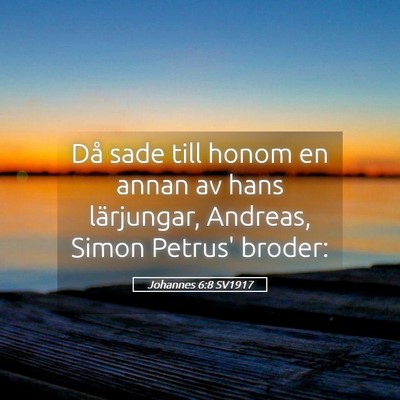 Picture 05 - Johannes 6:8 SV1917 - Då sade till honom en annan av hans lärjungar, - Bible Verse Picture