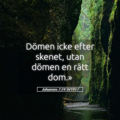 Picture 05 - Johannes 7:24 SV1917 - Dömen icke efter skenet, utan dömen en rätt - Bible Verse Picture