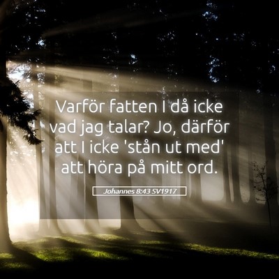 Picture 05 - Johannes 8:43 SV1917 - Varför fatten I då icke vad jag talar? Jo, - Bible Verse Picture