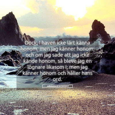Picture 05 - Johannes 8:55 SV1917 - Dock, I haven icke lärt känna honom, men jag - Bible Verse Picture
