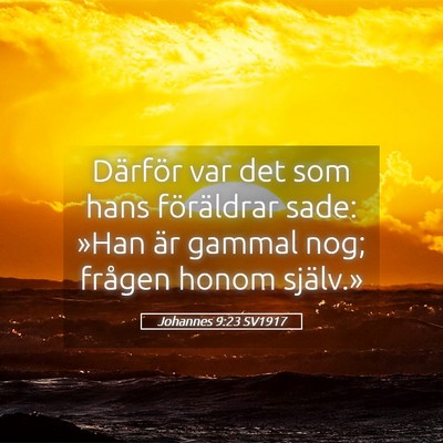 Picture 05 - Johannes 9:23 SV1917 - Därför var det som hans föräldrar sade: »Han - Bible Verse Picture