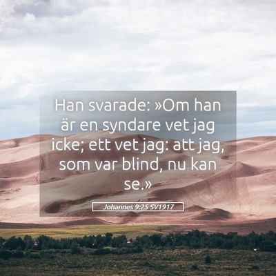 Picture 05 - Johannes 9:25 SV1917 - Han svarade: »Om han är en syndare vet jag - Bible Verse Picture