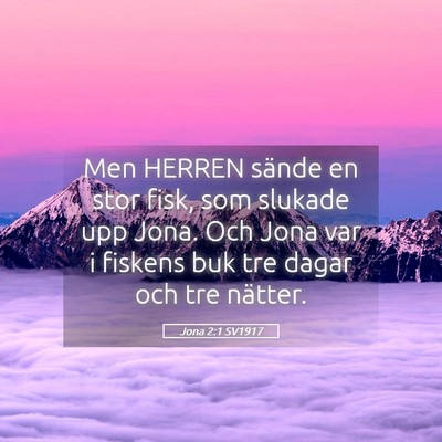 Picture 05 - Jona 2:1 SV1917 - Men HERREN sände en stor fisk, som slukade upp - Bible Verse Picture