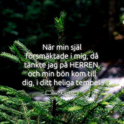 Picture 05 - Jona 2:8 SV1917 - När min själ försmäktade i mig, då tänkte - Bible Verse Picture