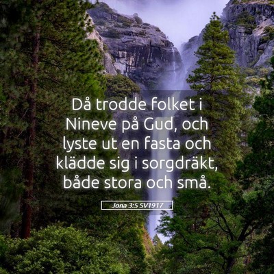 Picture 05 - Jona 3:5 SV1917 - Då trodde folket i Nineve på Gud, och lyste ut - Bible Verse Picture