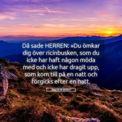 Picture 05 - Jona 4:10 SV1917 - Då sade HERREN: »Du ömkar dig över - Bible Verse Picture