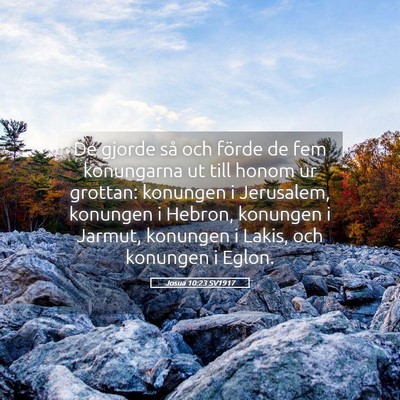 Picture 05 - Josua 10:23 SV1917 - De gjorde så och förde de fem konungarna ut - Bible Verse Picture