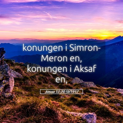 Picture 05 - Josua 12:20 SV1917 - konungen i Simron-Meron en, konungen i Aksaf - Bible Verse Picture