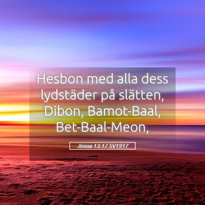 Picture 05 - Josua 13:17 SV1917 - Hesbon med alla dess lydstäder på slätten, - Bible Verse Picture