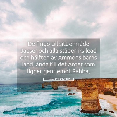 Picture 05 - Josua 13:25 SV1917 - De fingo till sitt område Jaeser och alla - Bible Verse Picture