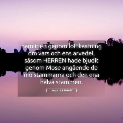 Picture 05 - Josua 14:2 SV1917 - nämligen genom lottkastning om vars och ens - Bible Verse Picture